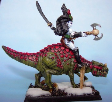 Dark Elf Sorceress on Cold One by Angie