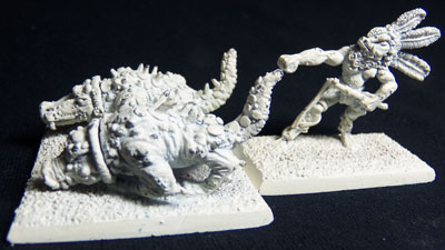OOP Warhammer Slann Cold One WARHOUNDS and Handler c.a. 1987 by gavrem